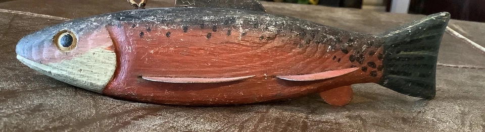 Señuelo de hielo de trucha arte popular vintage Port Royal, Tennessee Foto 4 de 4