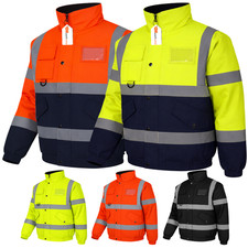 Hi Vis Bomber Jacket Waterproof High Visibility Reflective Safety Workwear Coat