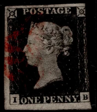 GB QV SG2, 1d black PLATE 1b, USED. Cat £375. RED MX IB