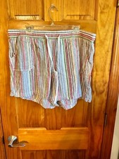 CATO WOMAN SIZE 22/24W MULTI COLOR LINEN SHORTS EXCELLENT CONDITION