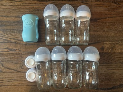 Lot 7 Philips Avent Glass Natural Baby Bottle Natural Response 4 8 oz Set Bundle