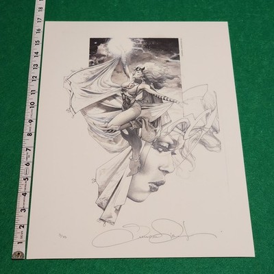 Simone Bianchi Storm X-Men Signed LE Comic Art Print B&W #5/75 17x12 Marvel