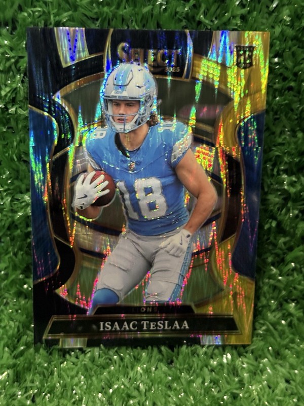 2025 Panini Select BLACK & GOLD PRIZM SHOCK Isaac Teslaa RC Detroit Lions #70