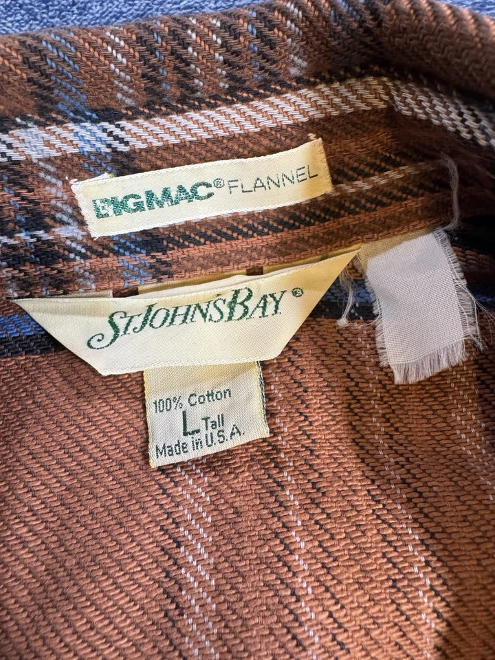 Vintage St John’s Bay Big Mac Men’s Plaid Heavy Flannel Large USA Made Brown - Image 2 of 4