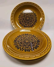 3 Homer Laughlin Coventry CASTILIAN 10" Dinner Plates Gold & Brown 