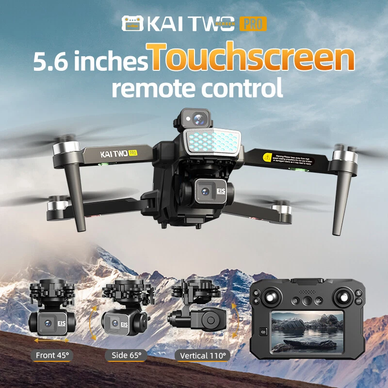 GPS Return Three Axis Gimbal 5.6" Remote Control Screen EIS HD Camera Drone - Image 4 of 4