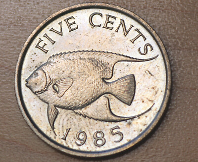 1985 Bermuda 5 Cents Blue Angelfish