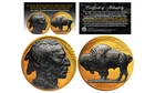 1930's 24K GOLD PLATED Indian Head Buffalo Nickel FULL DATE with BLACK RUTHENIUM