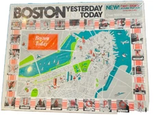 1976 Boston 2 Sided Jigsaw Puzzle Yesterday Today Map Great Fire Vintage Sealed