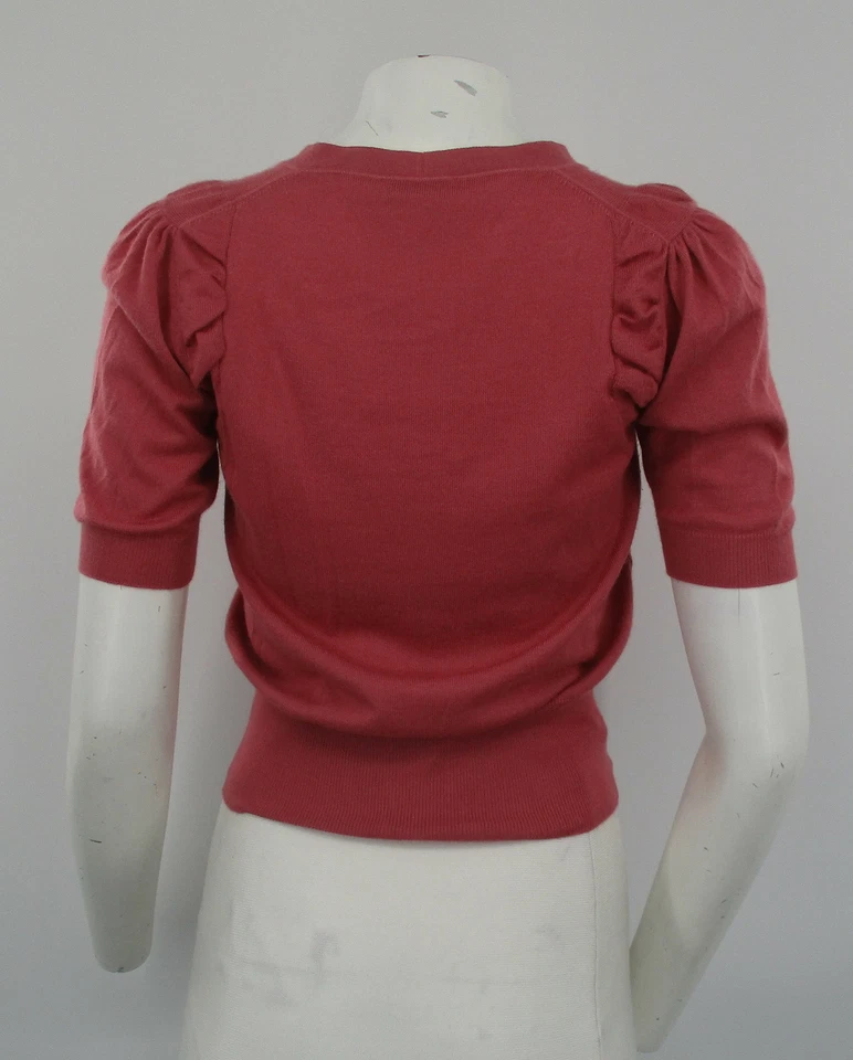 Prada Fuchsia pink Cropped Button up Short Sleeve Cardigan Size 38 - Image 3 of 4