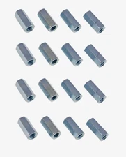 16 Pack 1/4-20 X 7/8" Long Hex Coupling Nut with Zinc Plate NCUP004C000STLZN