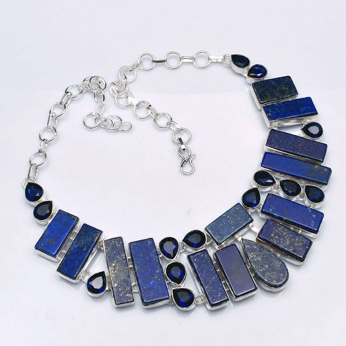 Grand Collier Pierres Naturelles Purpurite Jaspe - Fait Main Inde - LV-1179
