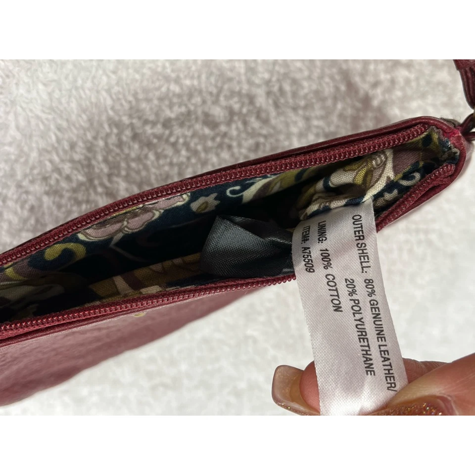 Monedero Stone Mountain Mujer Muñequera Granate Forrado Tachonado Cremallera Cuero S Foto 4 de 4