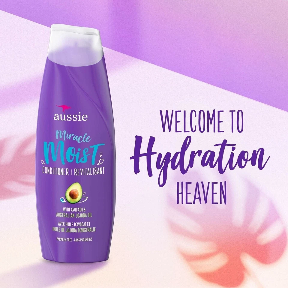 Acondicionador Aussie, Miracle Moist con aceite de jojoba de aguacate para cabello seco, 12,1 oz Foto 3 de 4