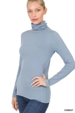 Zenana Women & Plus Microfiber Mock Turtleneck Long Sleeve Lightweight Top