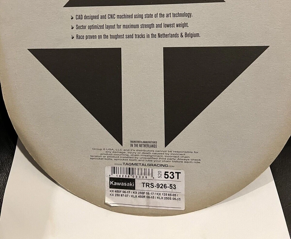 PIÑÓN ETIQUETA KAWASAKI KX450F KLX450R KX250F 53 DIENTES Foto 2 de 2