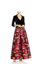 ELIZA J Women's 3/4 Sleeve Velvet Bodice Jacquard Multicolor Ballgown Size 14