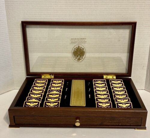 Imperial Dominoes By House of Faberge 24kt Gold Plated SET W Case Franklin Mint - Picture 1 of 11