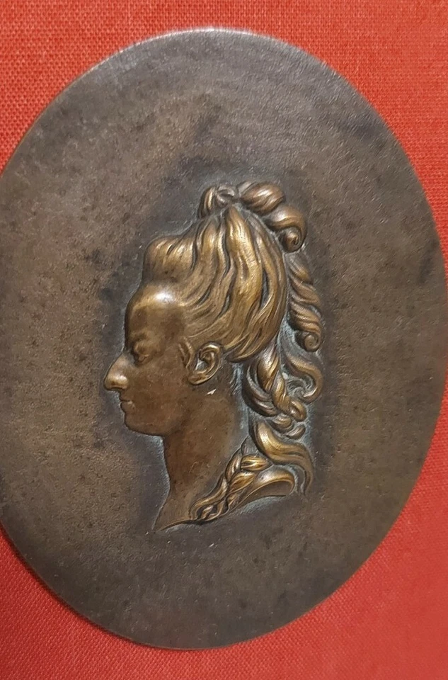 Relief antik Bild Bronze Oval Gemälde a.Frankreich - Bild 2 von 4