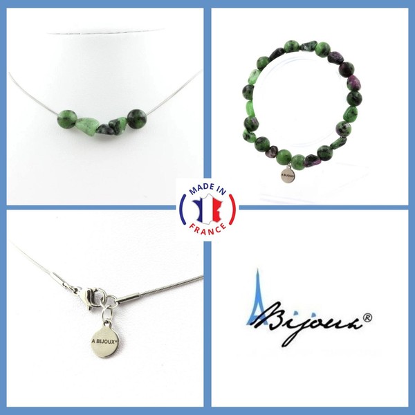 Steine Und MinéRaux. ParüRe Schmuck Armband Halskette Perlen Epidot Aus Myanmar-image