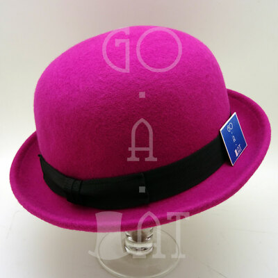 Wool Bowler Derby Hat Classic Retro Fedora Formal Elegant Unisex Size Medium GEMVIE 100% Wool Felt Derby Bowler Hat For Men Women Satin  main image 2
