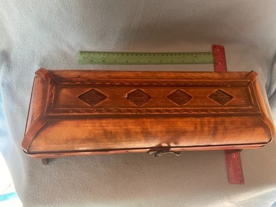 Vintage Hand-Carved Wooden Storage Box Trinket Box Cedar Style Keepsake Chest