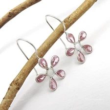 925 Sterling Silver Natural Cubic Zirconia Wedding Daughter Dangling Earrings