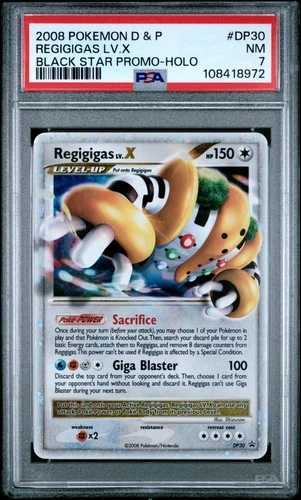 2008 POKEMON DIAMOND & PEARL BLACK STAR PROMO HOLO #DP30 REGIGIGAS LV.X PSA 7