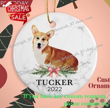 Pembroke Welsh Corgi Custom Name Christmas Ornament - Personalized Dog Name C...