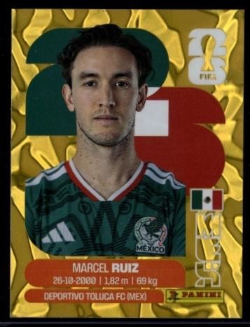 2026 Panini World Cup Sticker Collection Marcel Ruiz #MEX-12 Mexico Gold Crumple