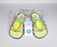 Cat  Jack Shoes Girls SIZE 8 Clear Glitter Jelly Lemon Sandals Summer Kids NIB