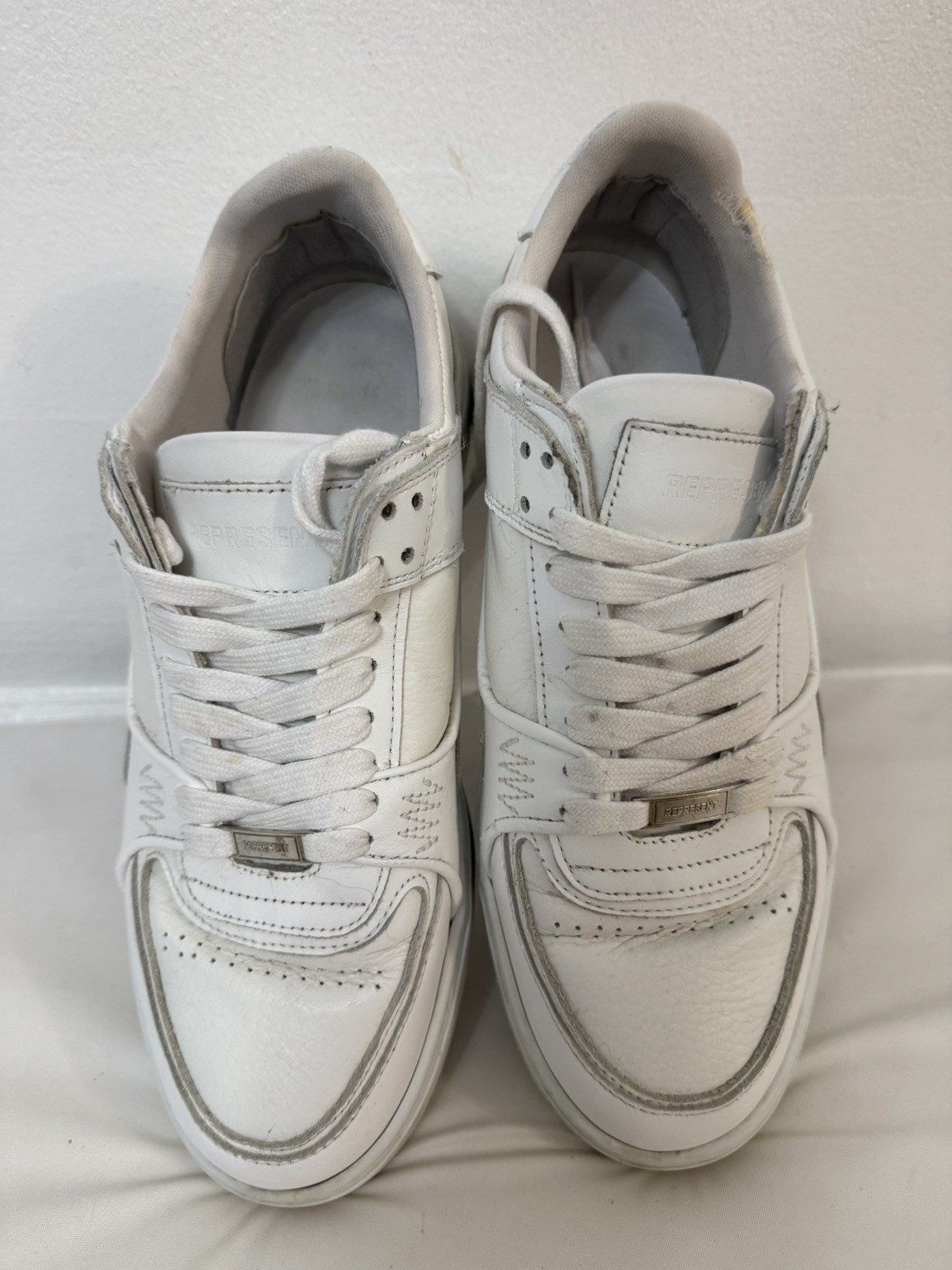 Represent Apex Trainers Logo Embossed Low Top Sneakers White Size Uk 9.5 EU 44 image 7