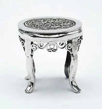 CHINESE MINIATURE SILVER STAND c1900 SIGNED