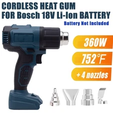 Heat Gun For Bosch 18V Lithium Battery 360W Hot Air Gun Kit 4× Nozzles New