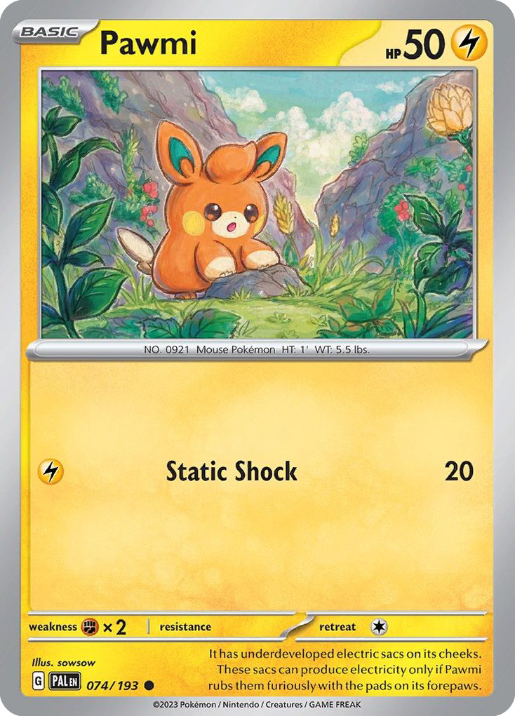 Pawmi 074/193 Reverse Holo Common Paldea Evolved Pokemon Near Mint