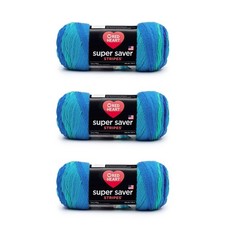 Red Heart Super Saver Yarn, 3 Pack, Cool Stripe 3 Count