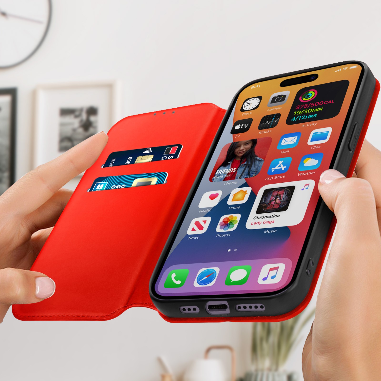 Coque Folio iPhone 14 Pro Max Rouge en Revêtement Soft Touch Durable - 3