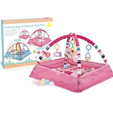 Newborn Baby Play Gym Mat with Net Balls Tummy Time Play Mat Senory Toy Activity