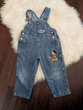 Vintage Mickey Co Disney Denim Bib Overalls Minnie Girls Boys 2T