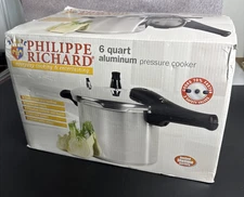 6 quart ALUMINUM PRESSURE COOKER PHILIPPE RICHARD Triple Safety TTU-I9554 NEW