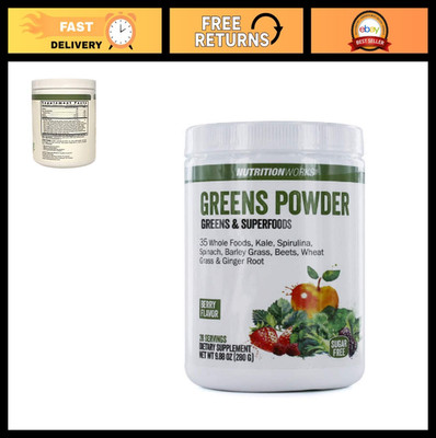 Superfood Greens Powder - Berry Flavor, 9.88 Oz (20 Servings) - Vegan, Nutrient-