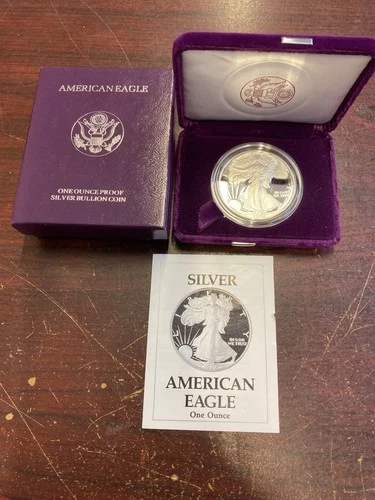 1990-S Proof American Silver Eagle Dollar $1 Box & COA US Mint Bullion OGP