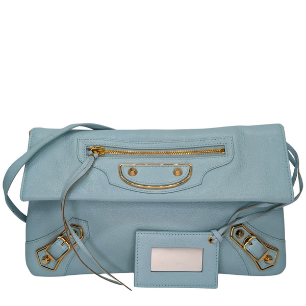 Balenciaga City Envelope Clutch Bag on chain Light Blue