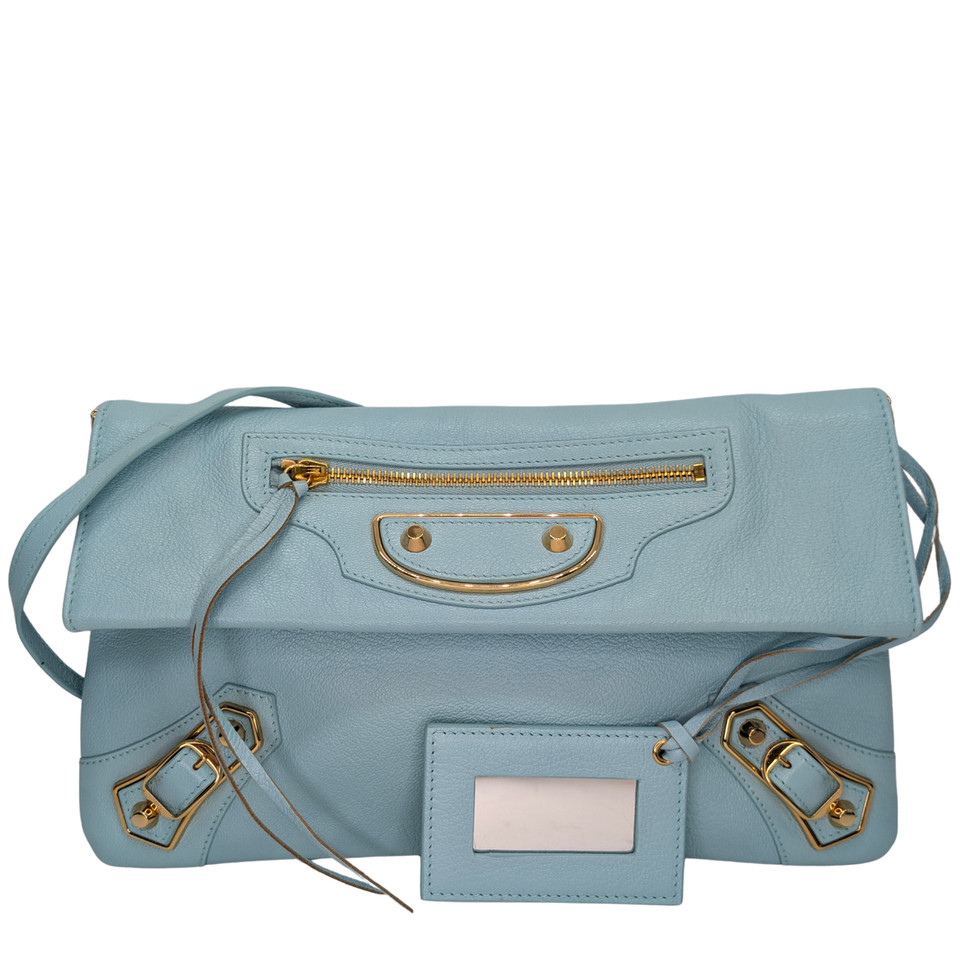 Balenciaga City Envelope Clutch Bag on chain Light Blue