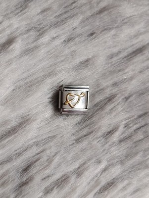 Gold durchbohrtes Herz mit Pfeil Silber Armband Charm