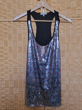 Charlotte Russe Black Sequin Tank Top Made In The USA Size M In Good Condition