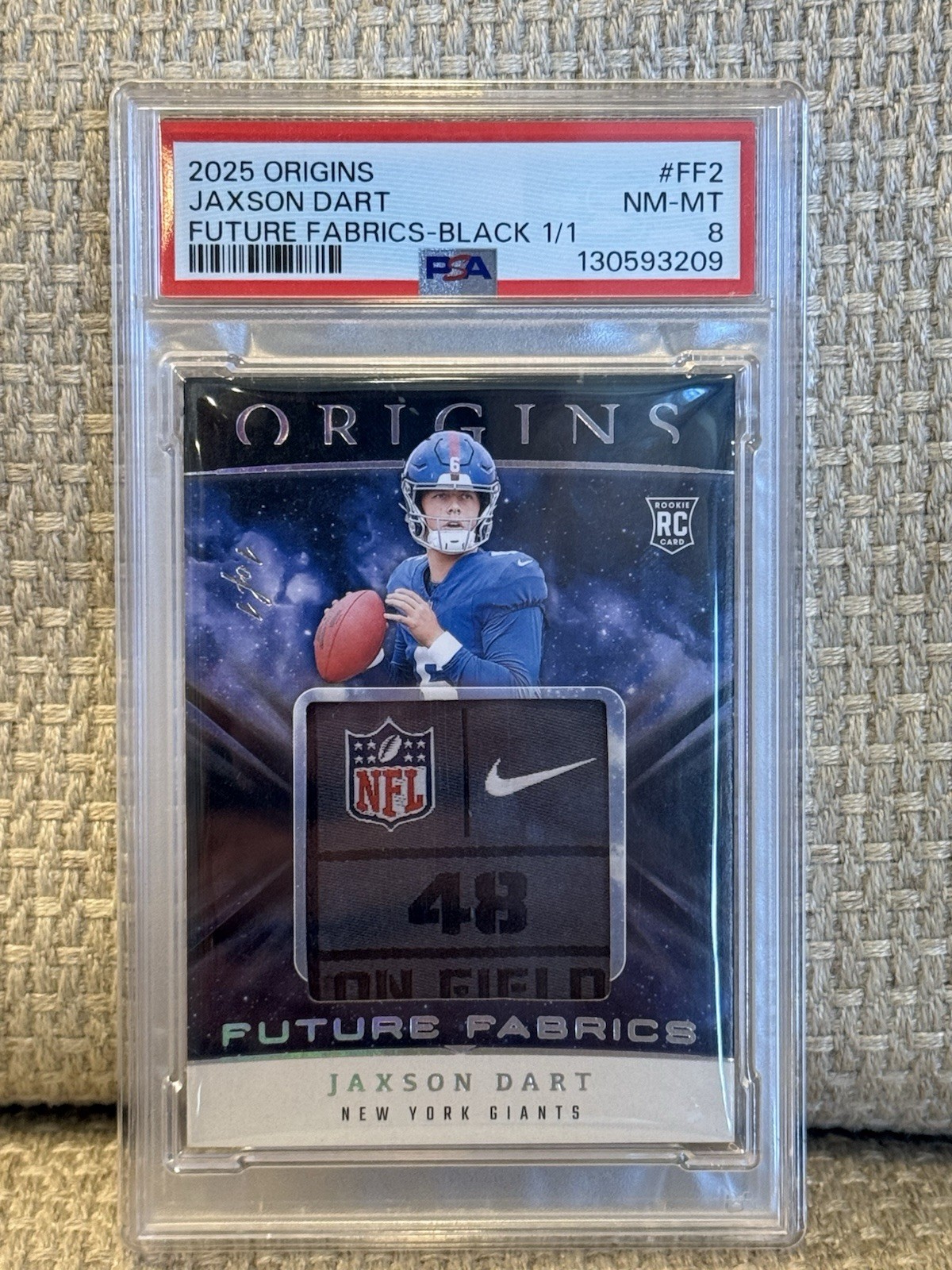 2025 Panini Origins Jaxson Dart Rookie - Future Fabrics Black 1/1 #FF2 (MEM, RC)