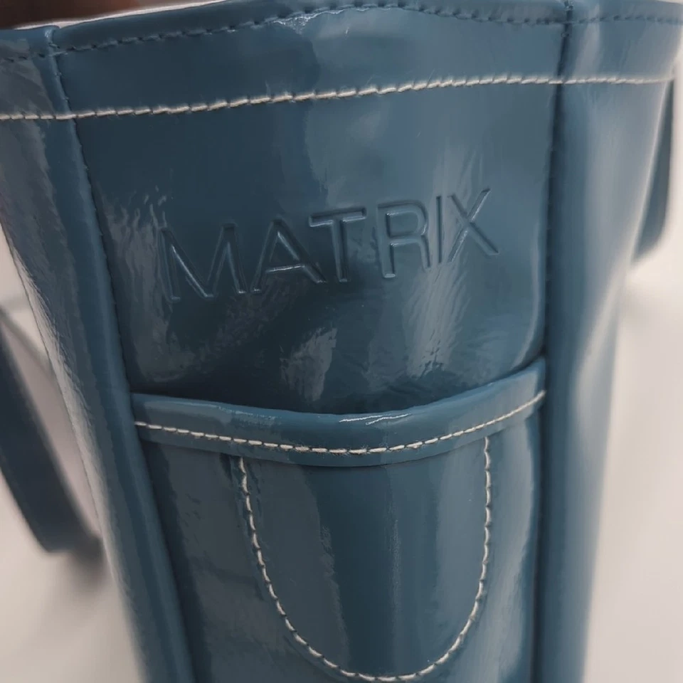 Bolso de mano vintage de vinilo azul suave Matrix para mujer cartera de plástico informal Foto 4 de 4