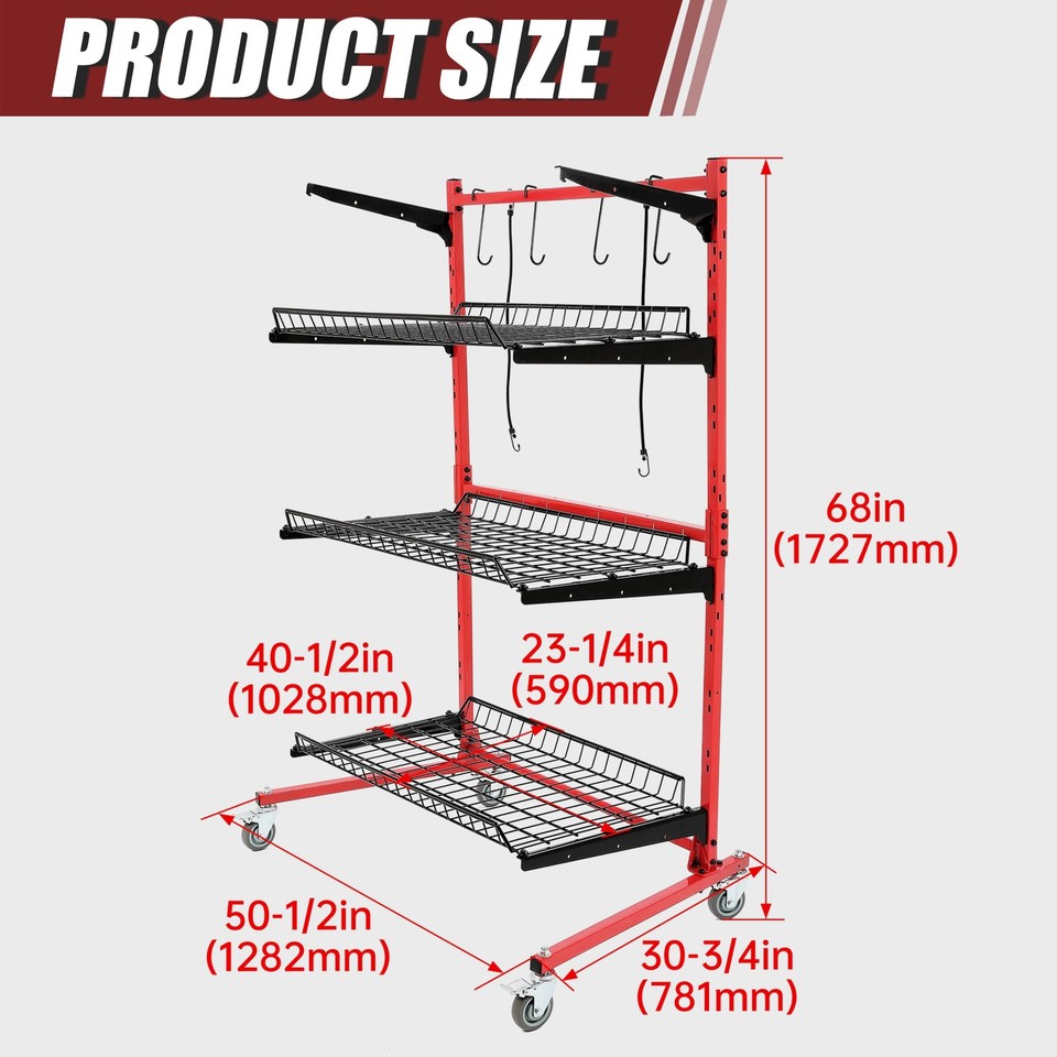 Fix Steel Rackt Parts Management Storage Cart Auto Body Rolling Parts Storage Rack ...