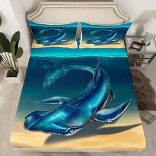 Shark Bed Sheet Set Hammerhead Shark Bedding Set for Boys Girls Children Ocea...
